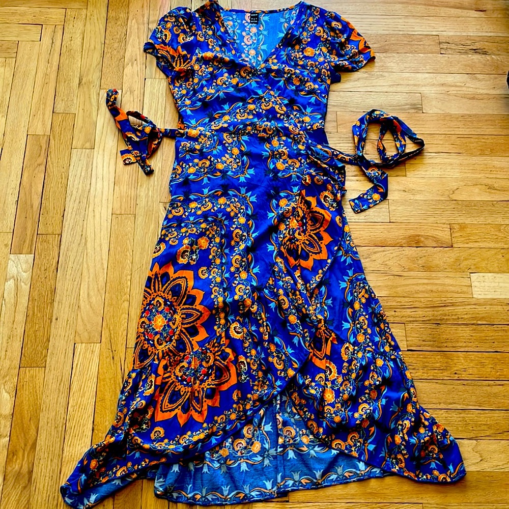 Shein Floral Wrap Dress, Small, High Low